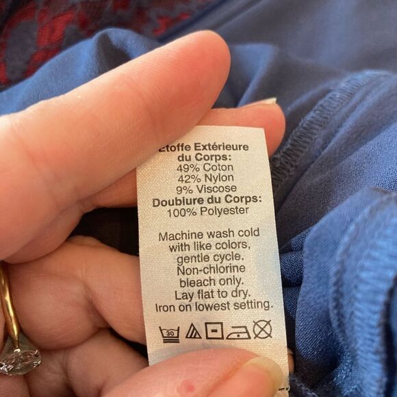 J.Crew Elegant Blue and Red Lace Dress blue background red & blue lace overlay - Picture 10 of 10